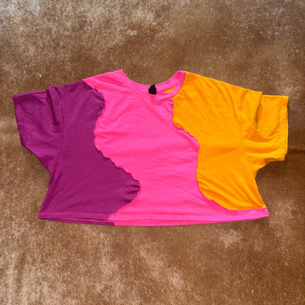 Wild Fable Pink and Orange Cropped Tee